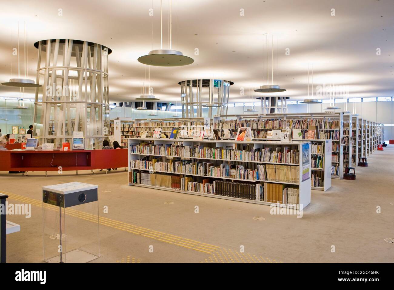 Contemporary architectural design in a library in Tokyo, Japan Stock
