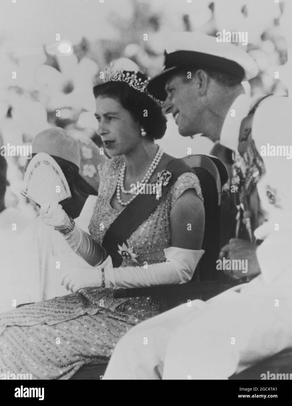 Image of Queen Elizabeth II in Sierra Leone, 1961 (b/w photo) by Unknown  photographer, (20th century)