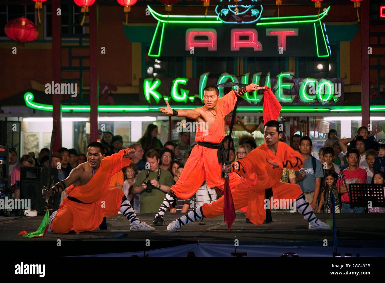 Martial arts demonstration Chinatown Los Angeles CA H Stock Photo Alamy