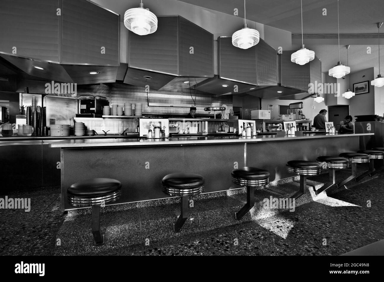 Denver Diner interior B W Stock Photo