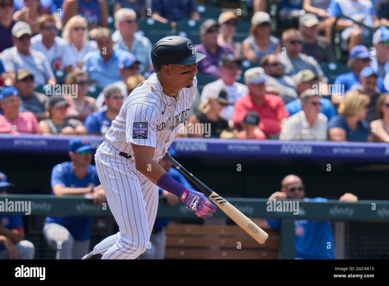 August 3 2021: Colorado Rockies outfielder Connor Joe (9) before the game with the Chicago Cubs and the Colorado Rockies held at Coors Field in Denver Co. David Seelig/Cal Sport Medi(Credit Image