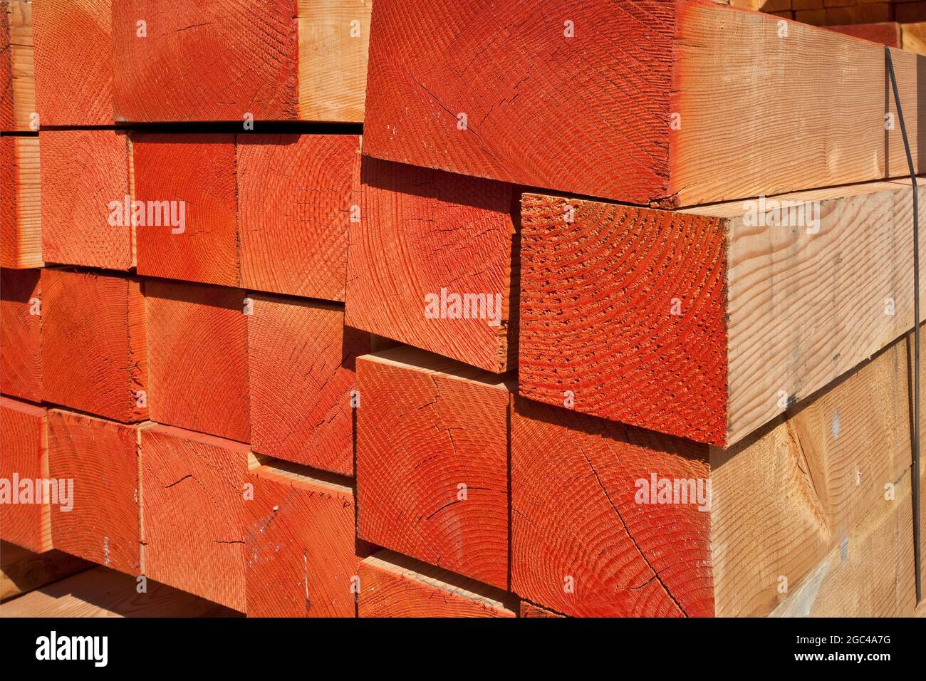 Stacked lumber construction site Stock Photo Alamy