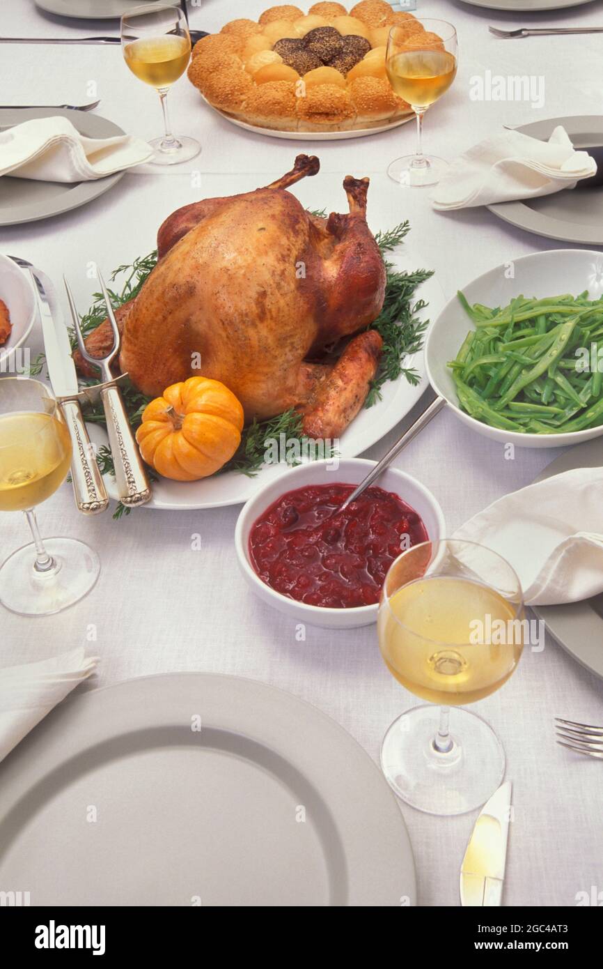 A classy Thanksgiving feast Stock Photo