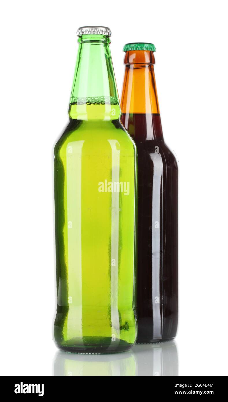 Bottles of beer isolated on white Stock Photo Alamy