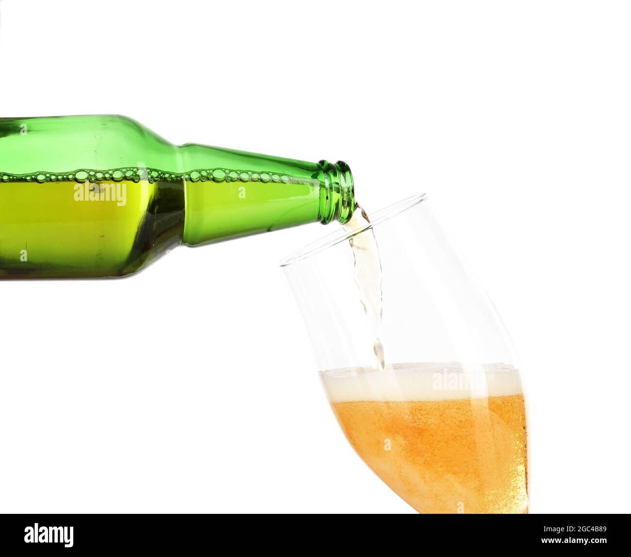 Beer poured into glass isolated on white Stock Photo Alamy
