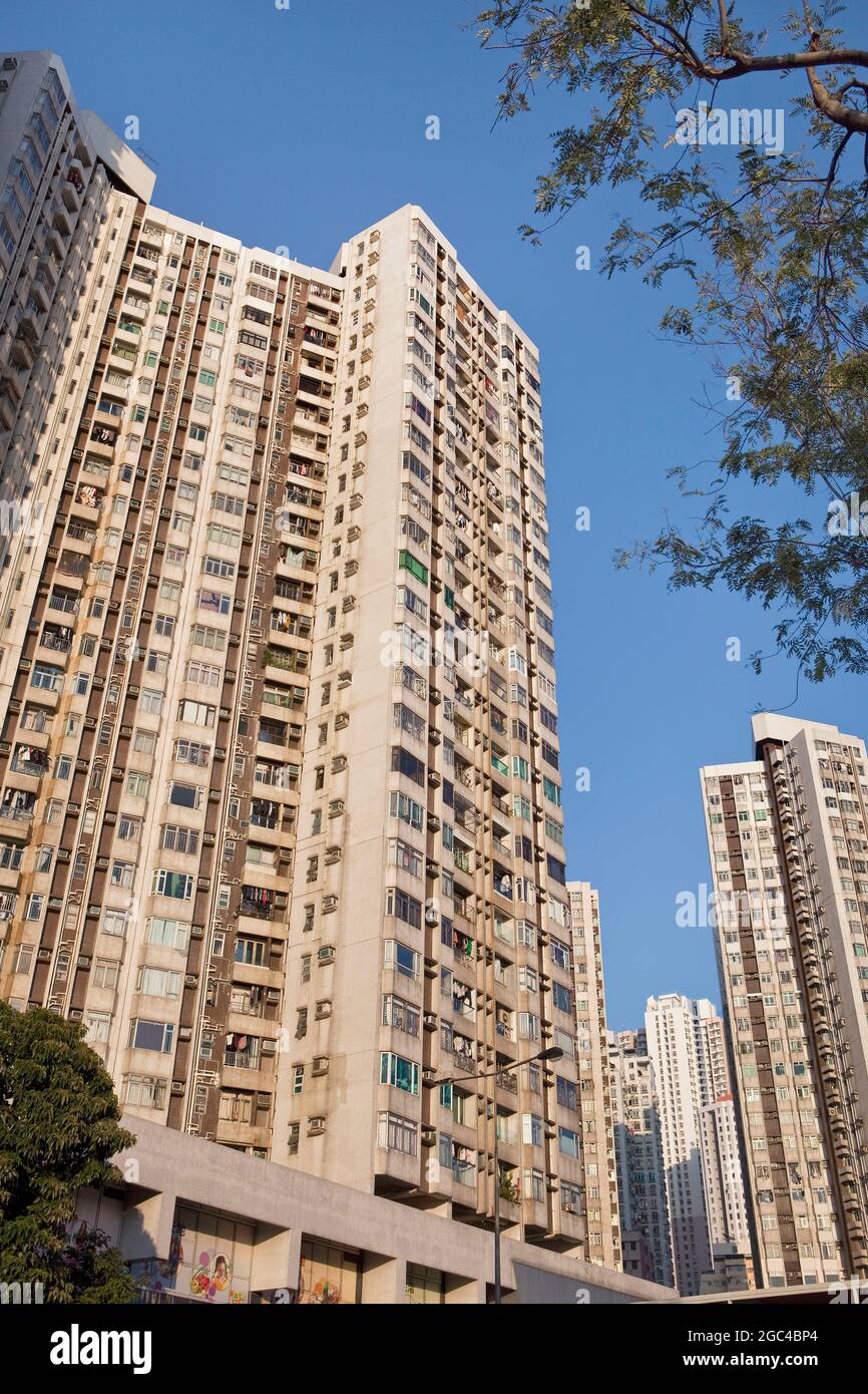 High-rise residential buildings, Hong Kong Island, China Stock Photo