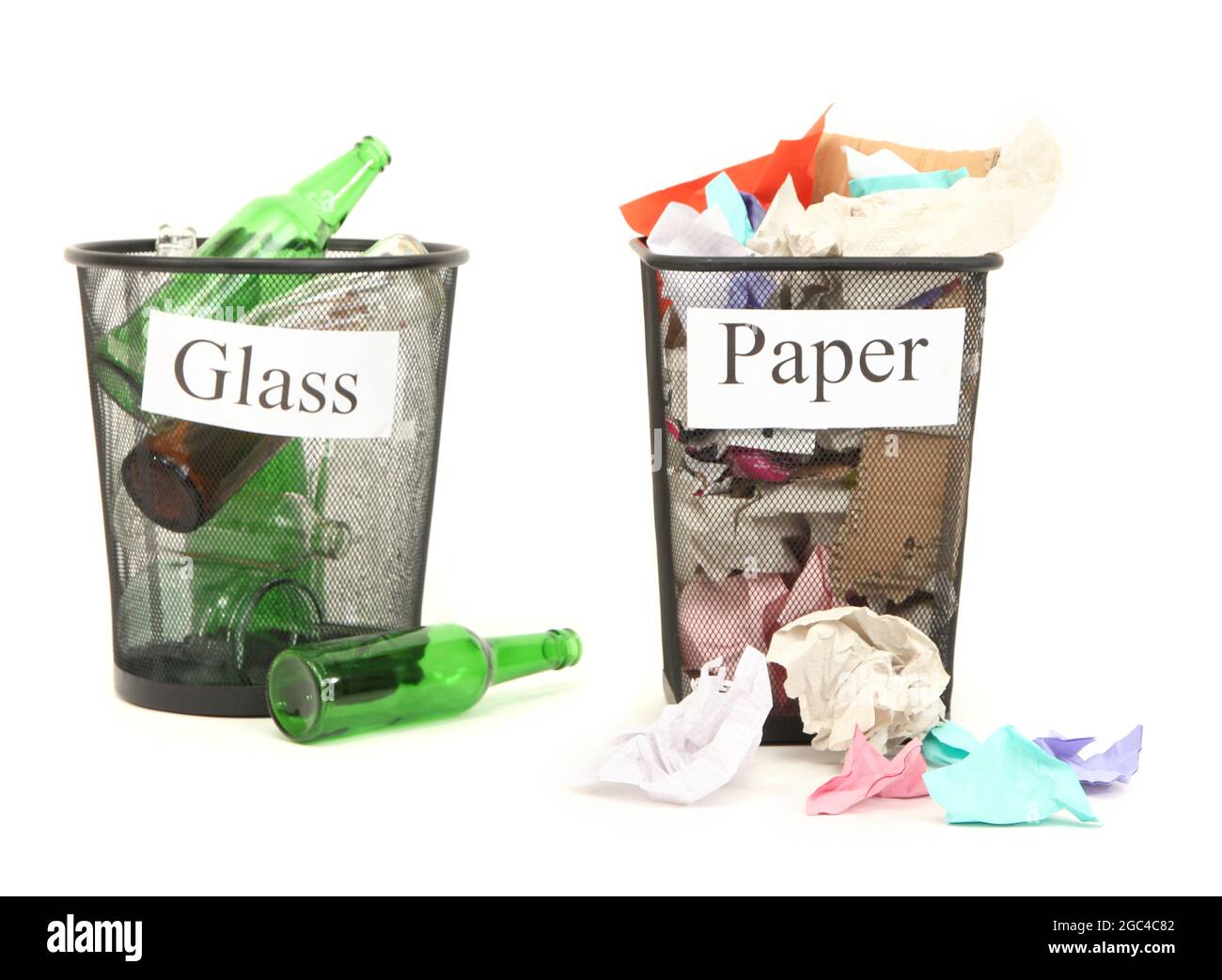 Buckets for waste sorting isolated on white Stock Photo Alamy