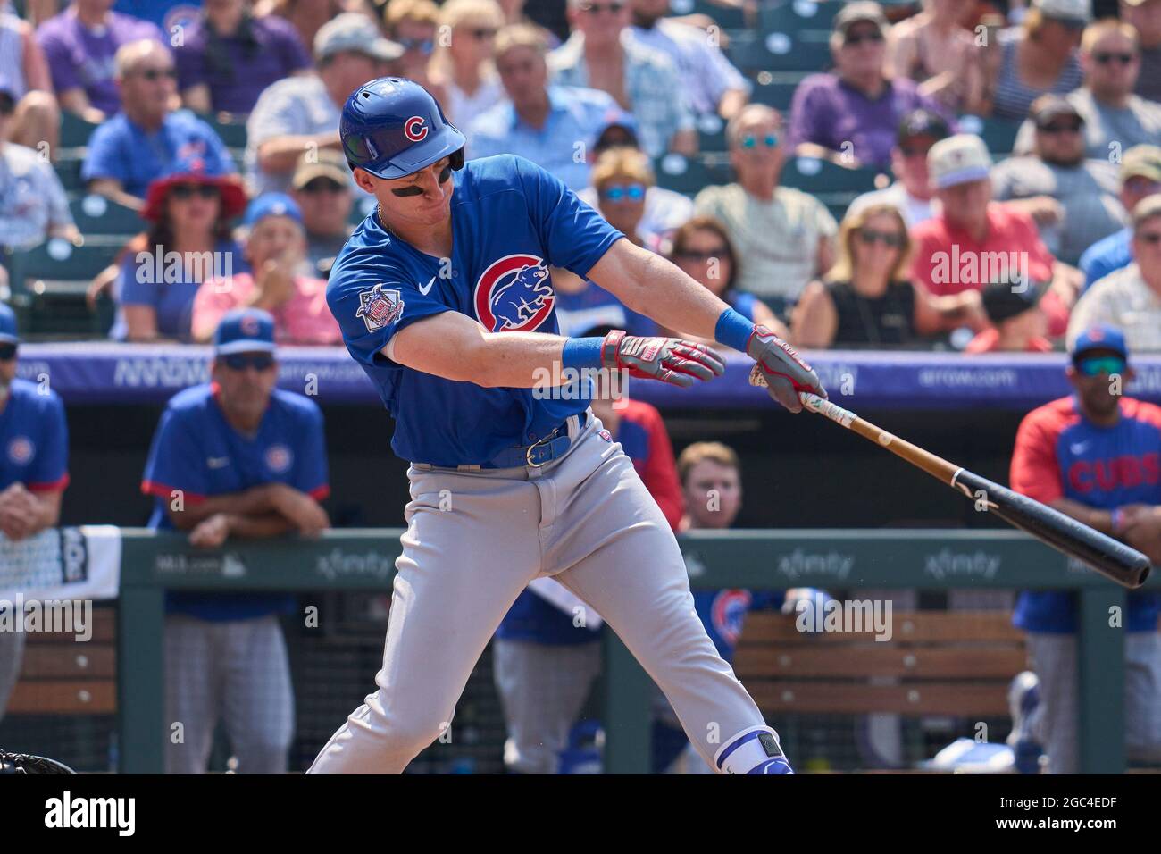 August 5 2021: Chicago Cubs Frank Schwindel (18) gets a hit during