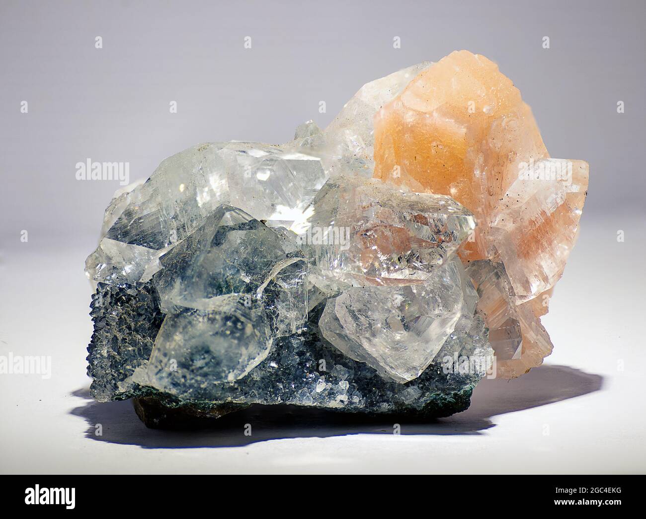 Apophyllite with stilbite  natural cluster Stock Photo