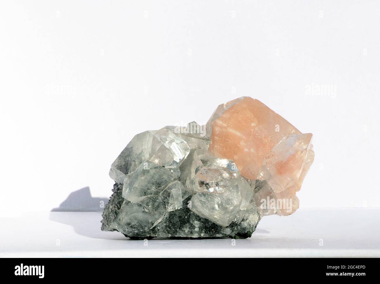 Apophyllite with stilbite  natural cluster Stock Photo