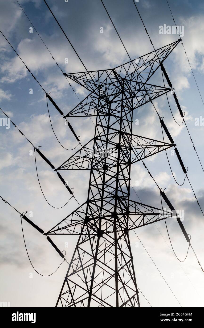 High voltage power pylon Stock Photo Alamy