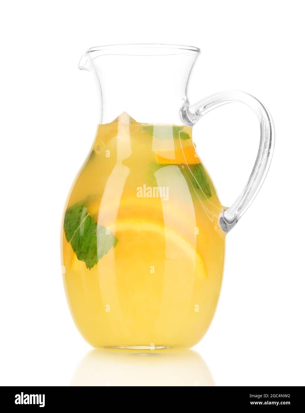 Orange lemonade in pitcher isolated on white Stock Photo - Alamy