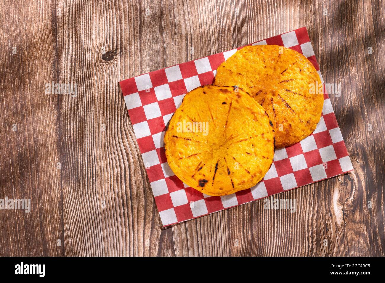 Arepa of ground corn - Traditional Colombian food Stock Photo