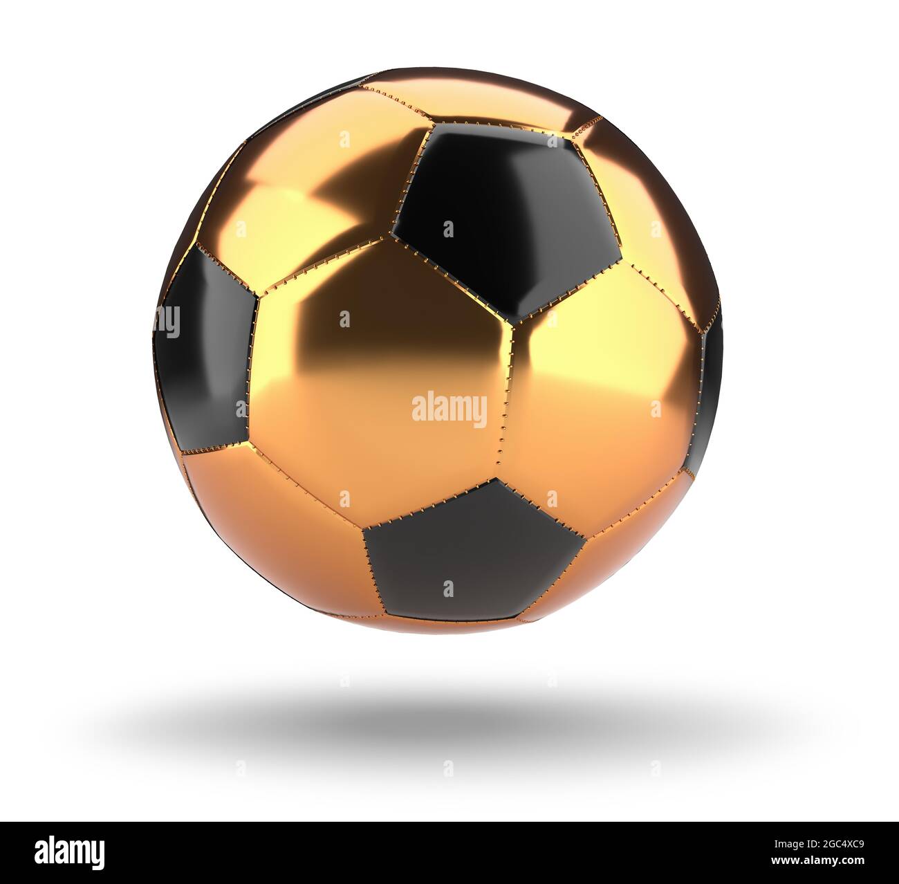 golden soccer ball isolated on white background. 3d renderin Stock ...