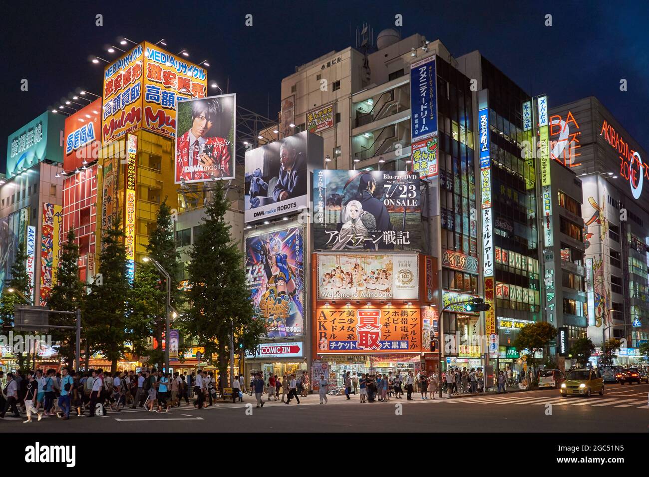 Futuristic Akihabara street scene, Tokyo Stock Photo