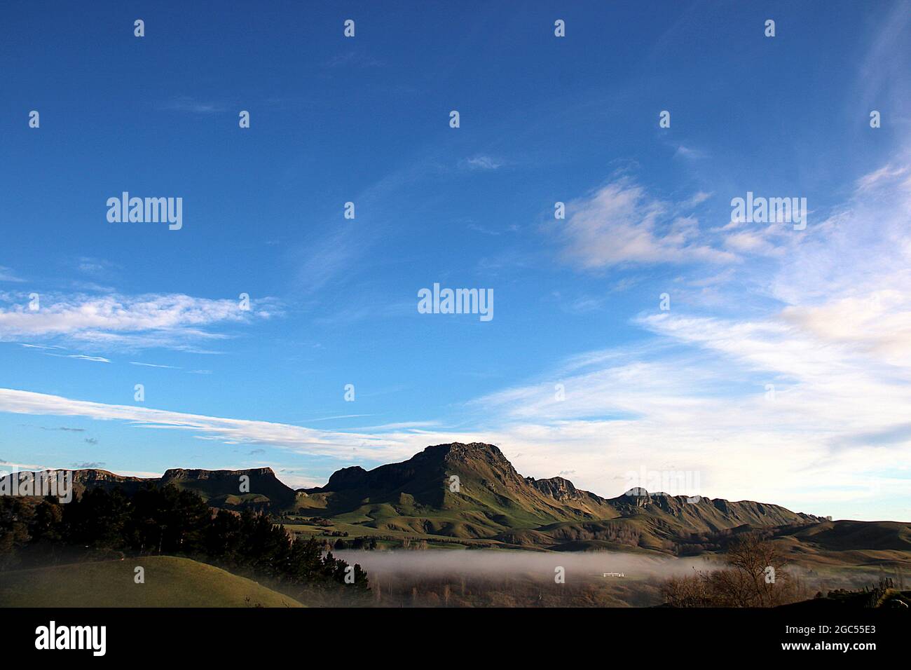 Scenic views of Craggy Range, Te Mata Peak and Maraetotara falls, Hawkes Bay, New Zealand Stock Photo