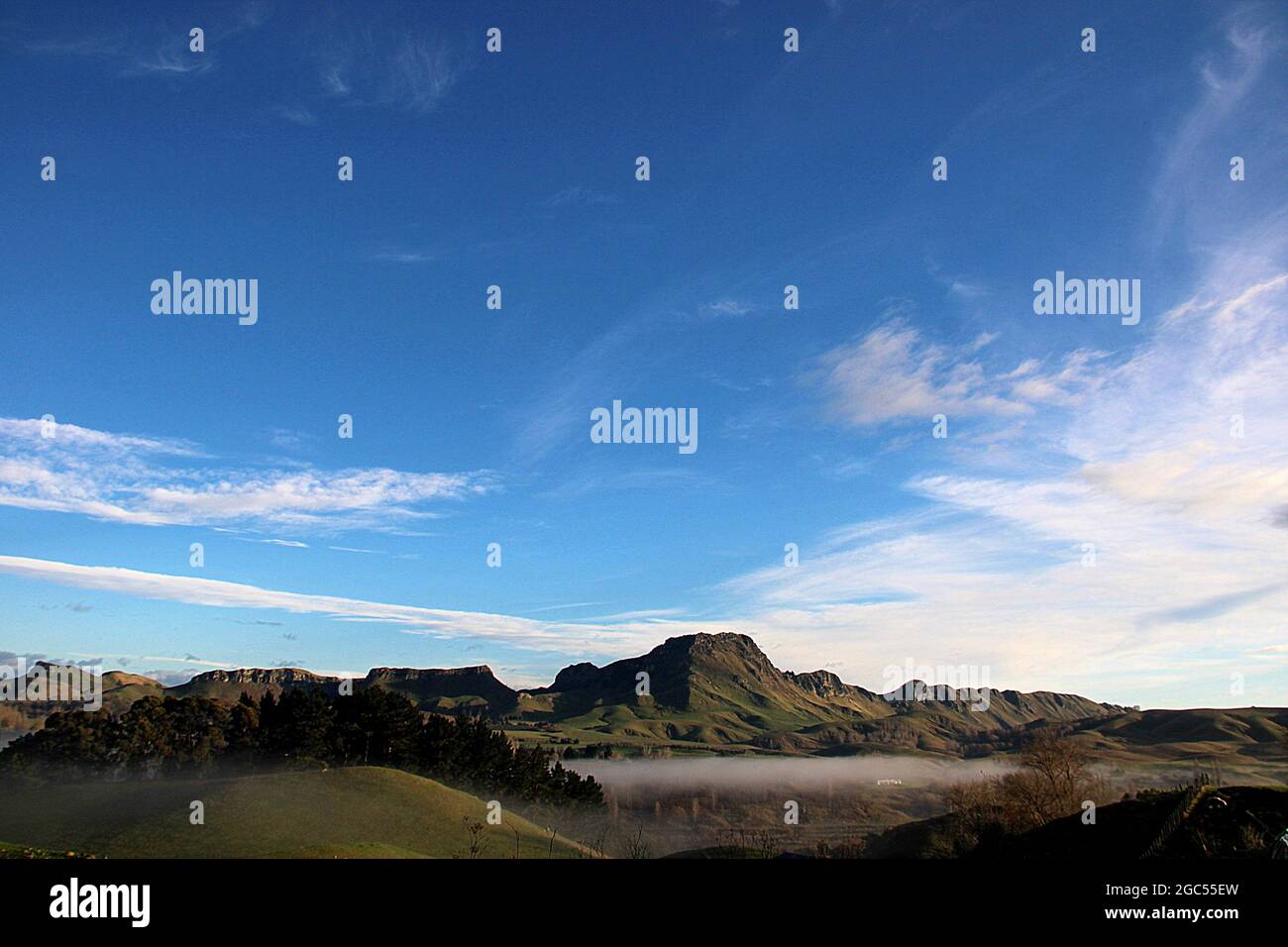 Scenic views of Craggy Range, Te Mata Peak and Maraetotara falls, Hawkes Bay, New Zealand Stock