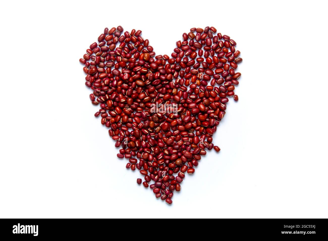 Azuki beans in shape of a heart Stock Photo
