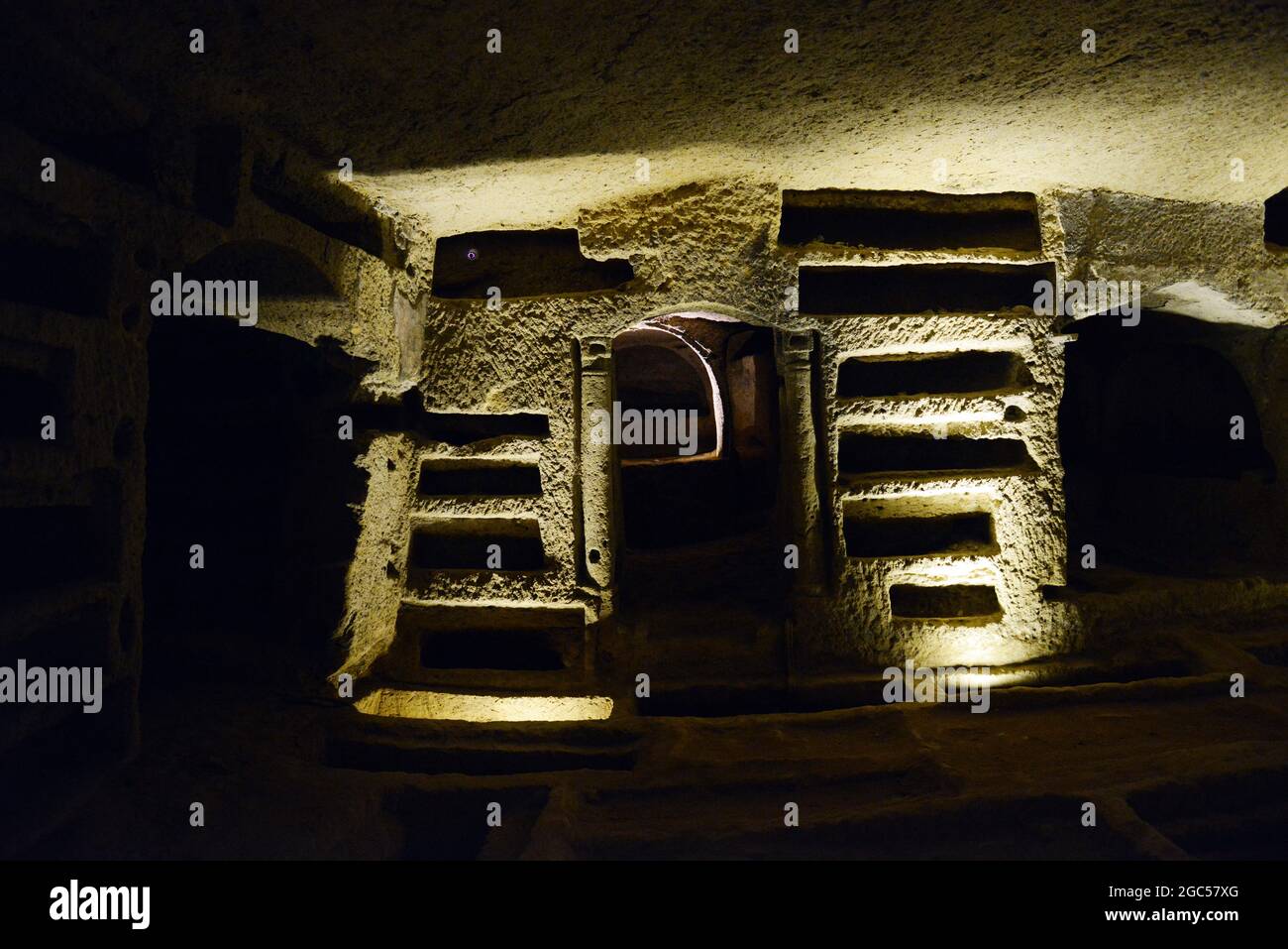 Catacombs of San Gennaro in Naples, Italy. Stock Photo