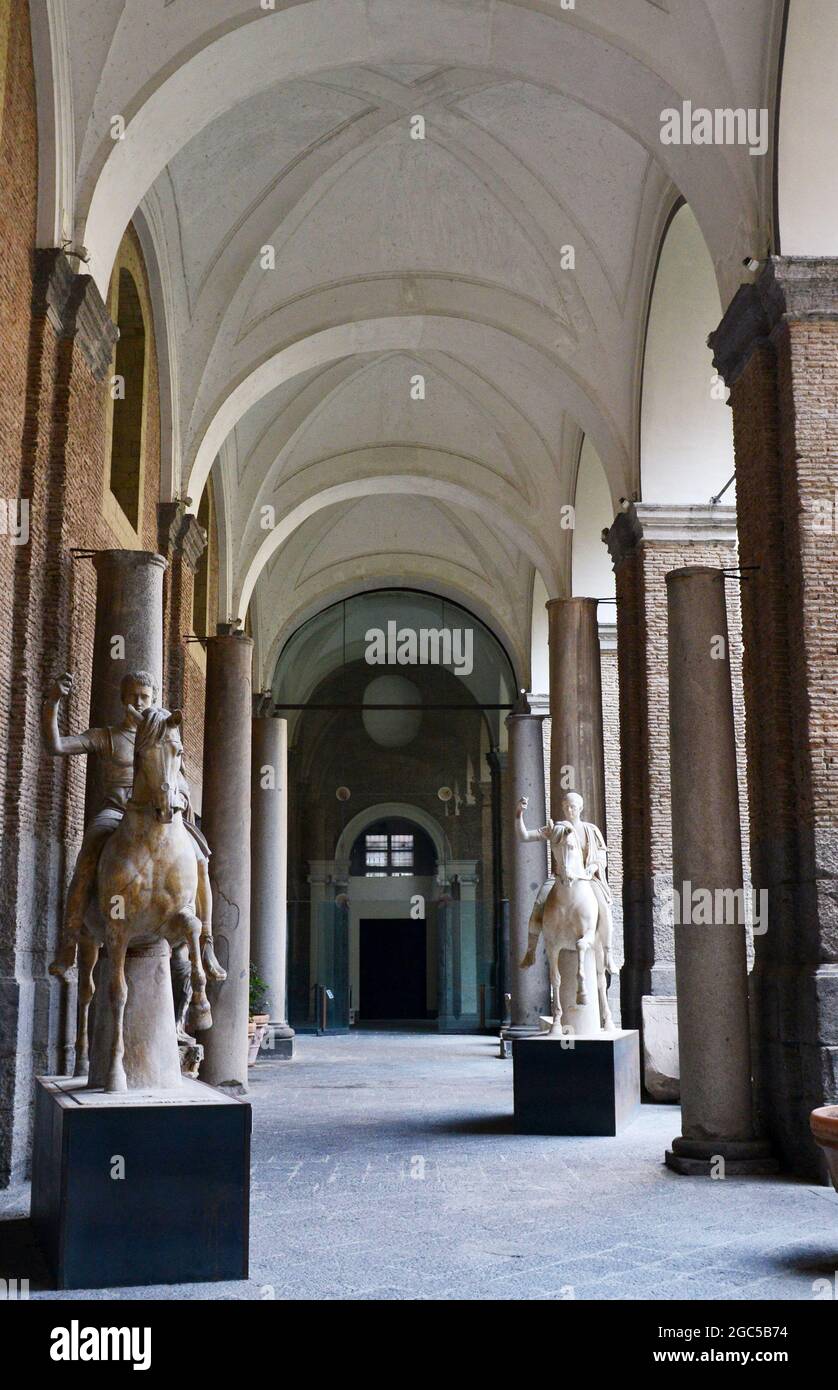 Arched corridors at the National Archaeological museum in Naples, Italy. Stock Photo