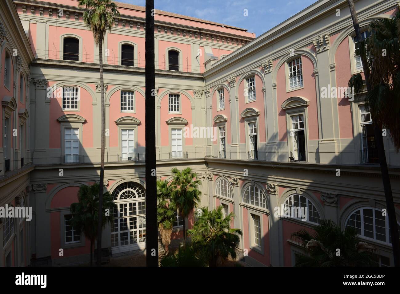 An internal courtyard at the national archaeological musuem in Naples, Italy. Stock Photo