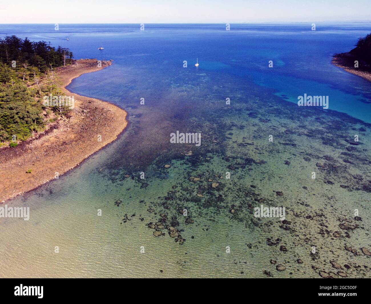 Aerial view of Oyster Bay, Brampton Island, Whitsunday Islands National