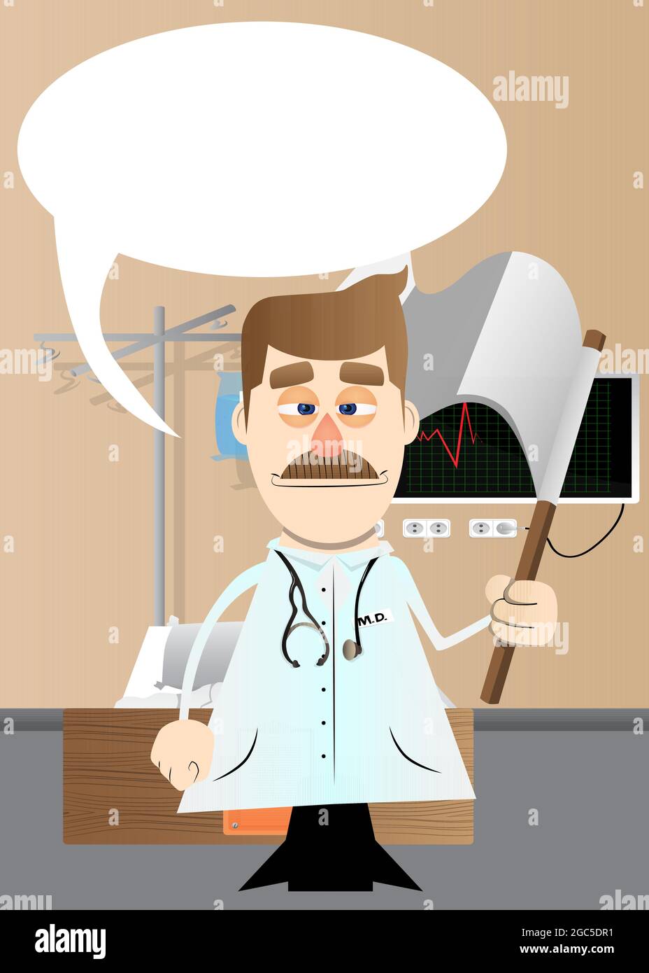 Funny cartoon doctor holds white flag of surrender. Vector illustration Stock Vector Image & Art - Alamy Funny cartoon doctor holds white flag of surrender. Vector illustration Stock Vector Image & Art - Alamy
