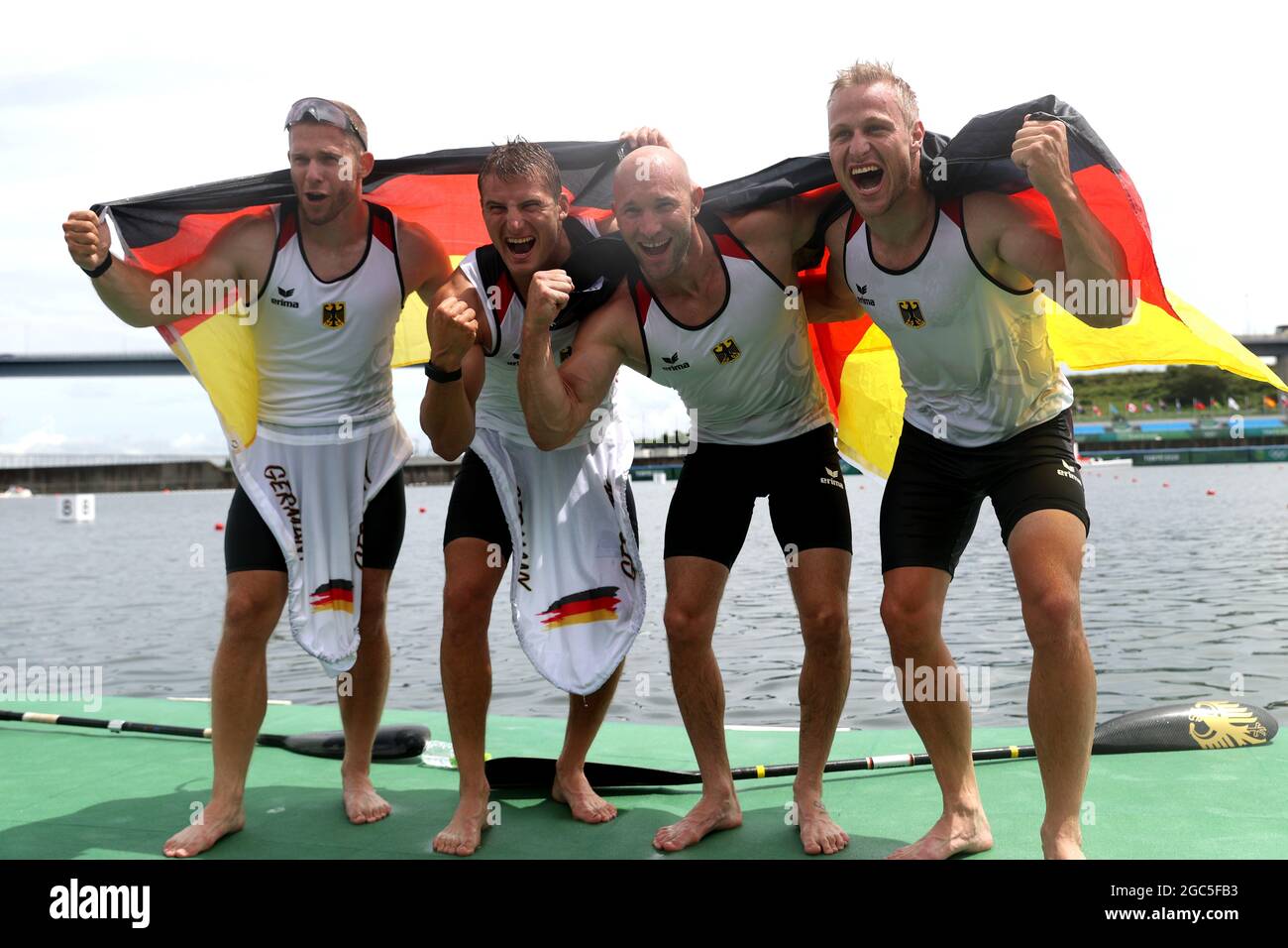 Tokyo, Japan. 07th Aug, 2021. Canoe: Olympics, Kayak Four, 500 m, Men ...