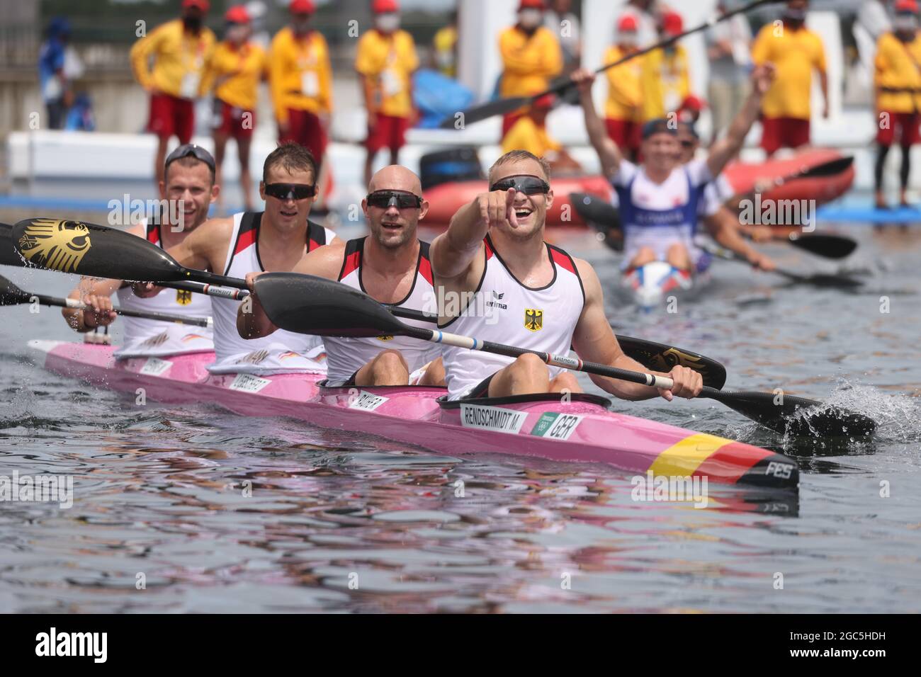 Tokyo, Japan. 07th Aug, 2021. Canoe: Olympics, Kayak Four, 500 m, Men ...