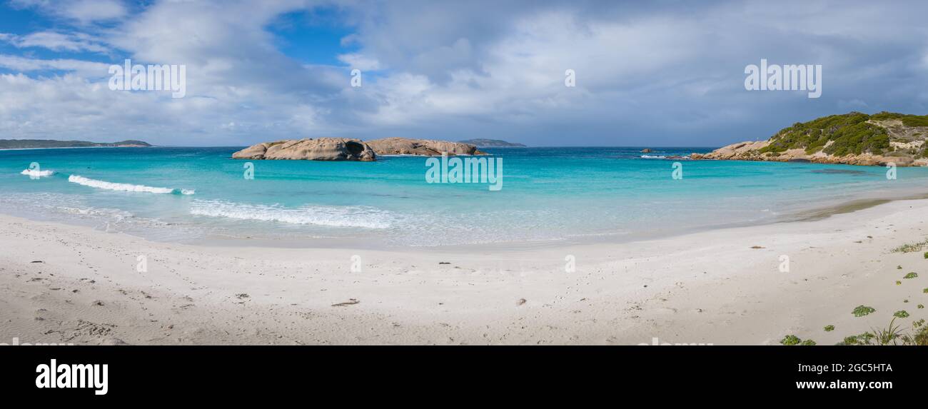 A beautiful panoramic view of the gorgeous southern ocean beaches in Esperance in Western Australia. Stock Photo