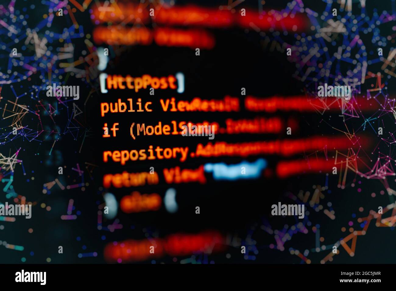 Abstract computer script code. Programming code screen of software ...