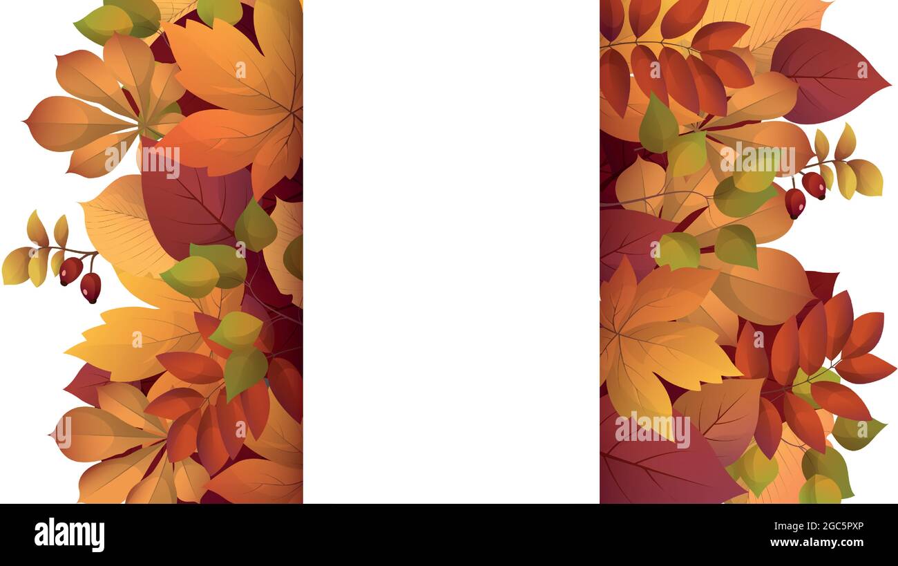 Realistic autumn foliage, white background with space for text - Vector ...