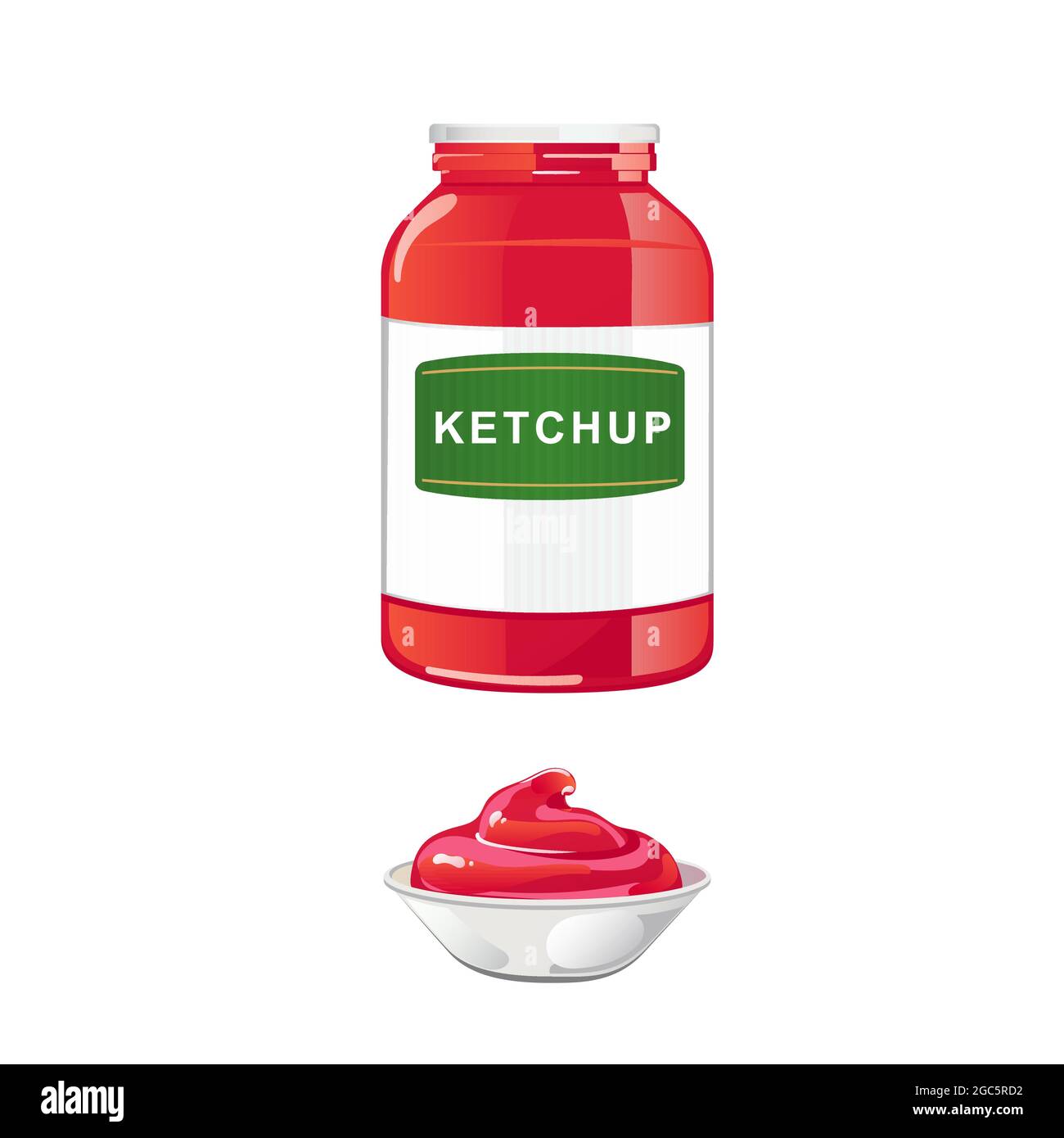 Tomato sauce jar with white lid. Red natural spicy condiment in ...