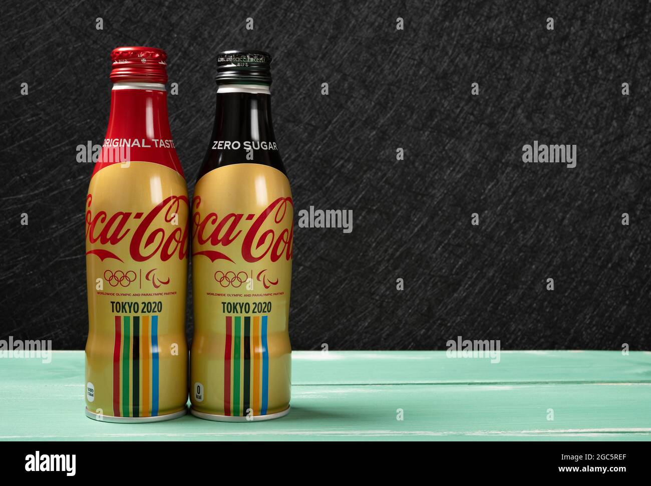 ZHONGSHAN China-July 31,2021:bottles of zero sugar and original taste colas  made by Coca-Cola specially for 2020 Tokyo Olympic Stock Photo - Alamy