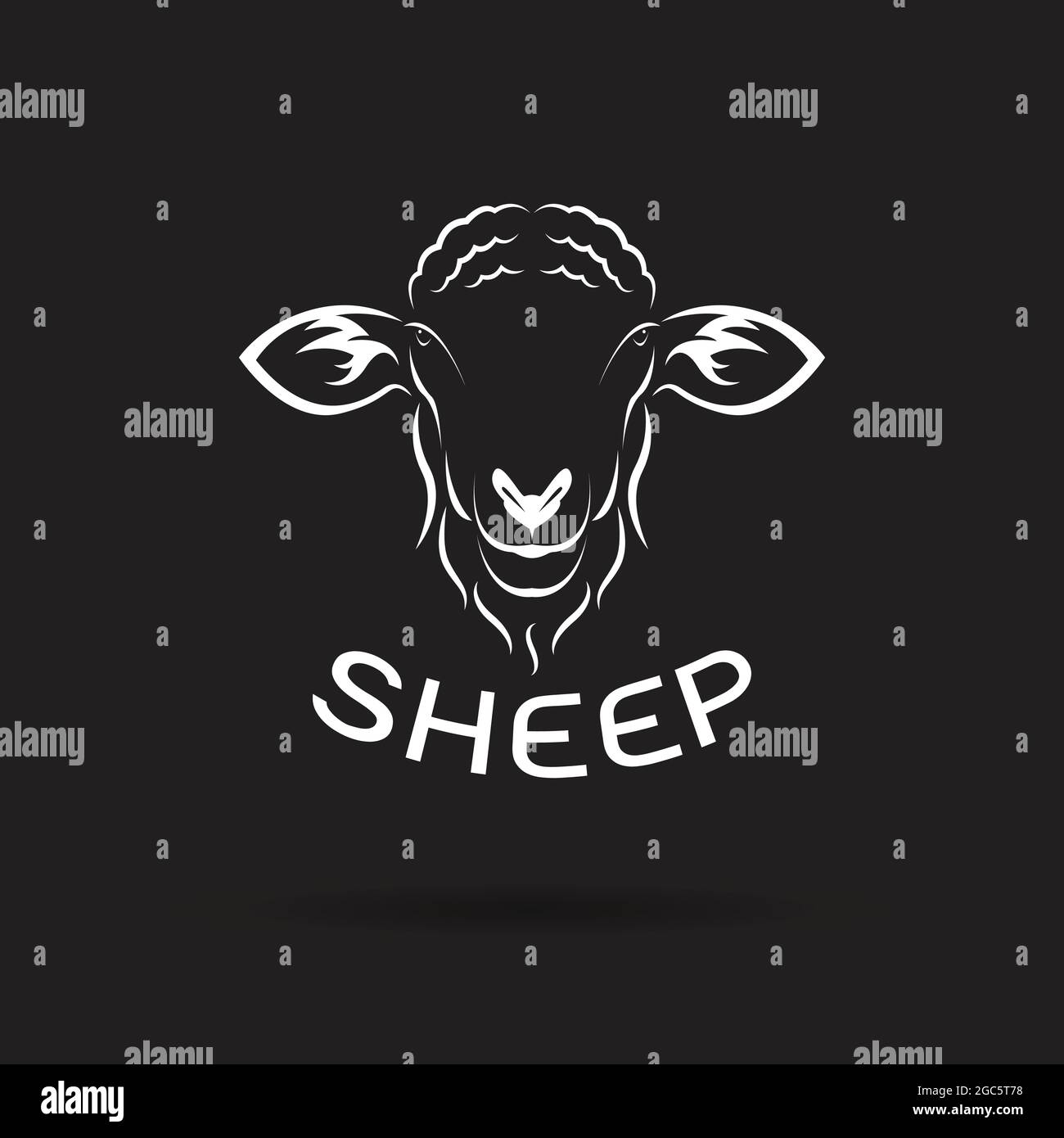 Vector of sheep head design on black background. Wild Animals. Easy editable layered vector illustration. Stock Vector