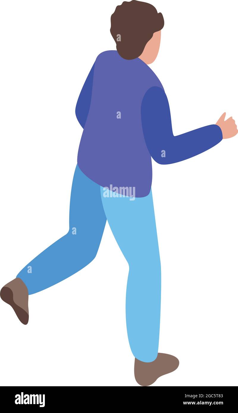 Running evacuation icon isometric vector. Exit fire. Door escape Stock Vector