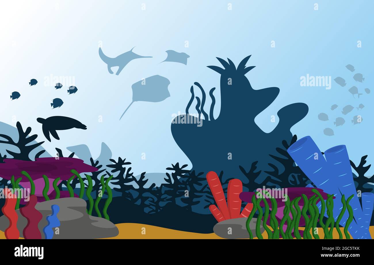 Wildlife Fish Animal Sea Ocean Underwater Aquatic Flat Illustration Stock Vector