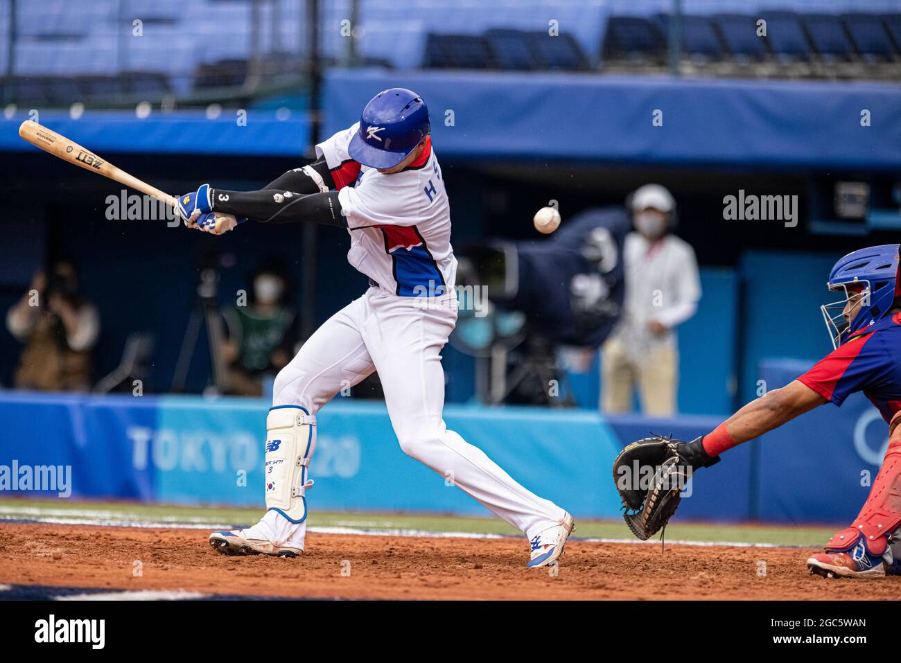 Yokohama, Japan. 7th August 2021. Olympic Games: Bronze medal match between Korea v Dominican Republic at Yokohama Baseball Stadium. © ABEL F. ROS / Alamy Live News Stock Photo