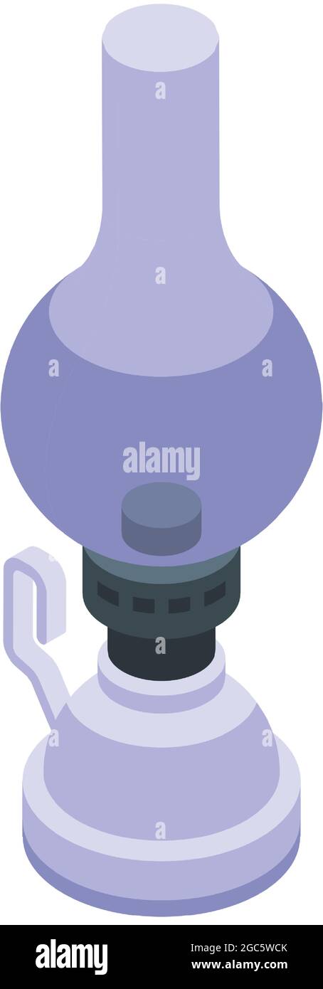 Handle kerosene lamp icon isometric vector. Old lantern. Oil fire flame Stock Vector