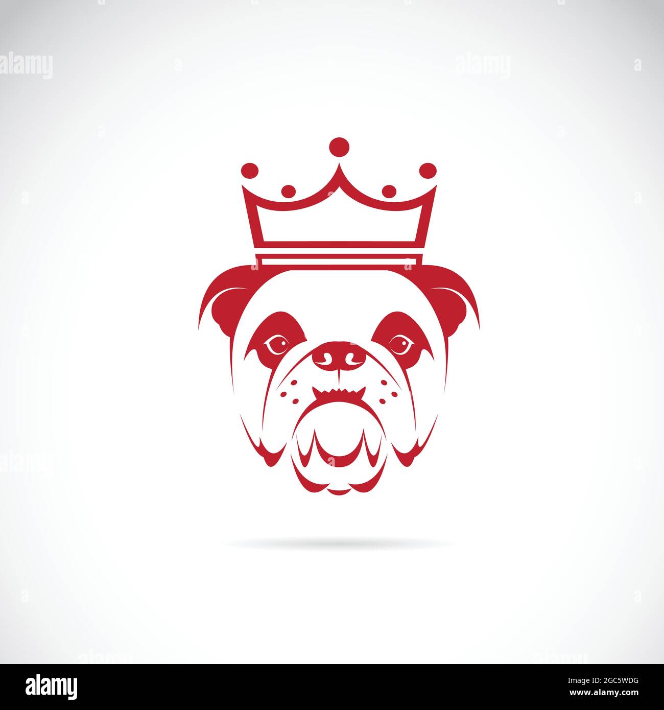 Vector image of bulldog head wearing a crown on white background. Easy editable layered vector illustration. Animals. Pet. Stock Vector