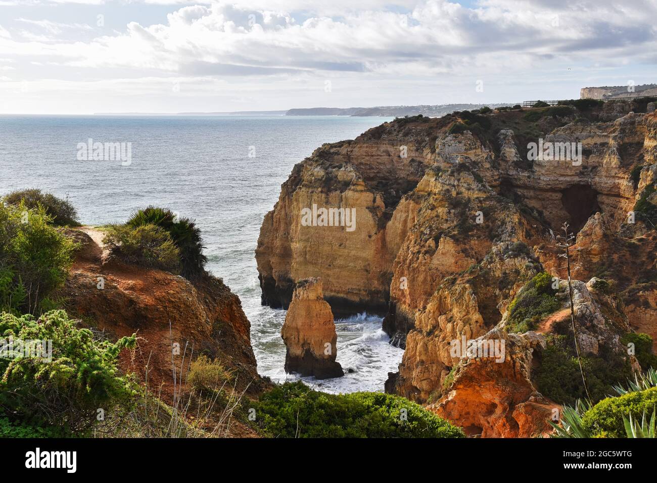 Sea view from the cliffs in Algarve, Portugal Stock Photo