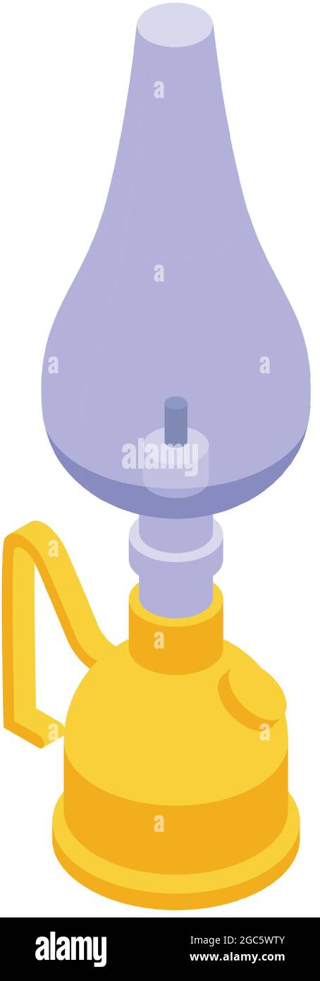 Gas lamp icon isometric vector. Kerosene lantern. Camp fire flame Stock Vector