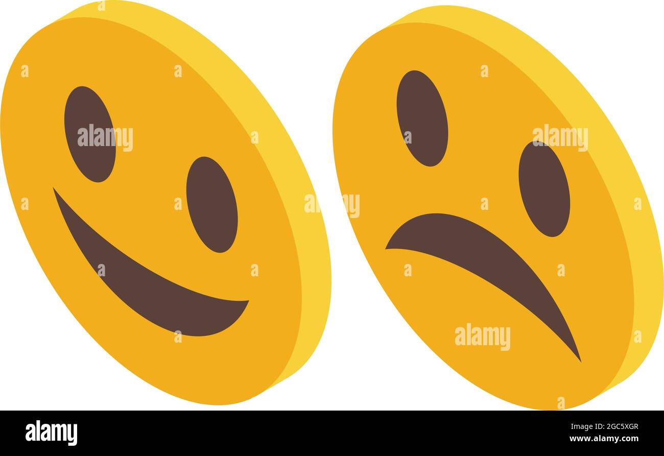 Mental health emoji icon isometric vector. Brain character. Science