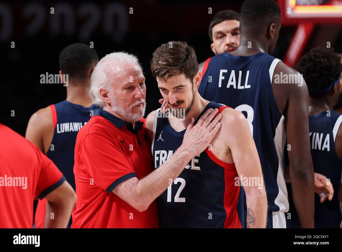 Tokyo Japan 07th Aug 21 Gregg Popovich C Of Usa And Nando De Colo 12 Of France During The Olympic Games Tokyo Basketball Gold Medal Game France United States On