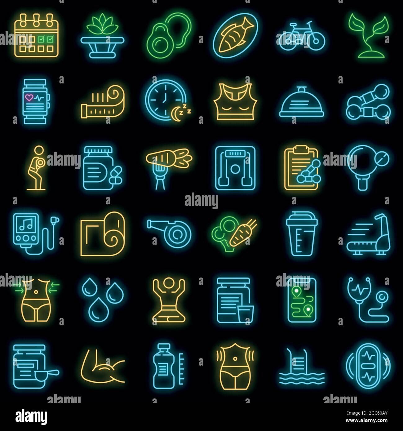 Healthy lifestyle icons set. Outline set of healthy lifestyle vector ...