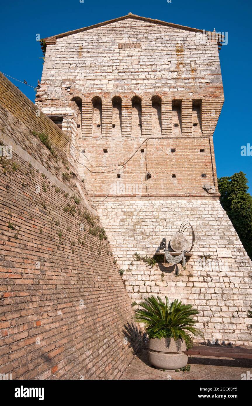 Ancient fortified tower in Sirolo, Marche, Italy Stock Photo - Alamy