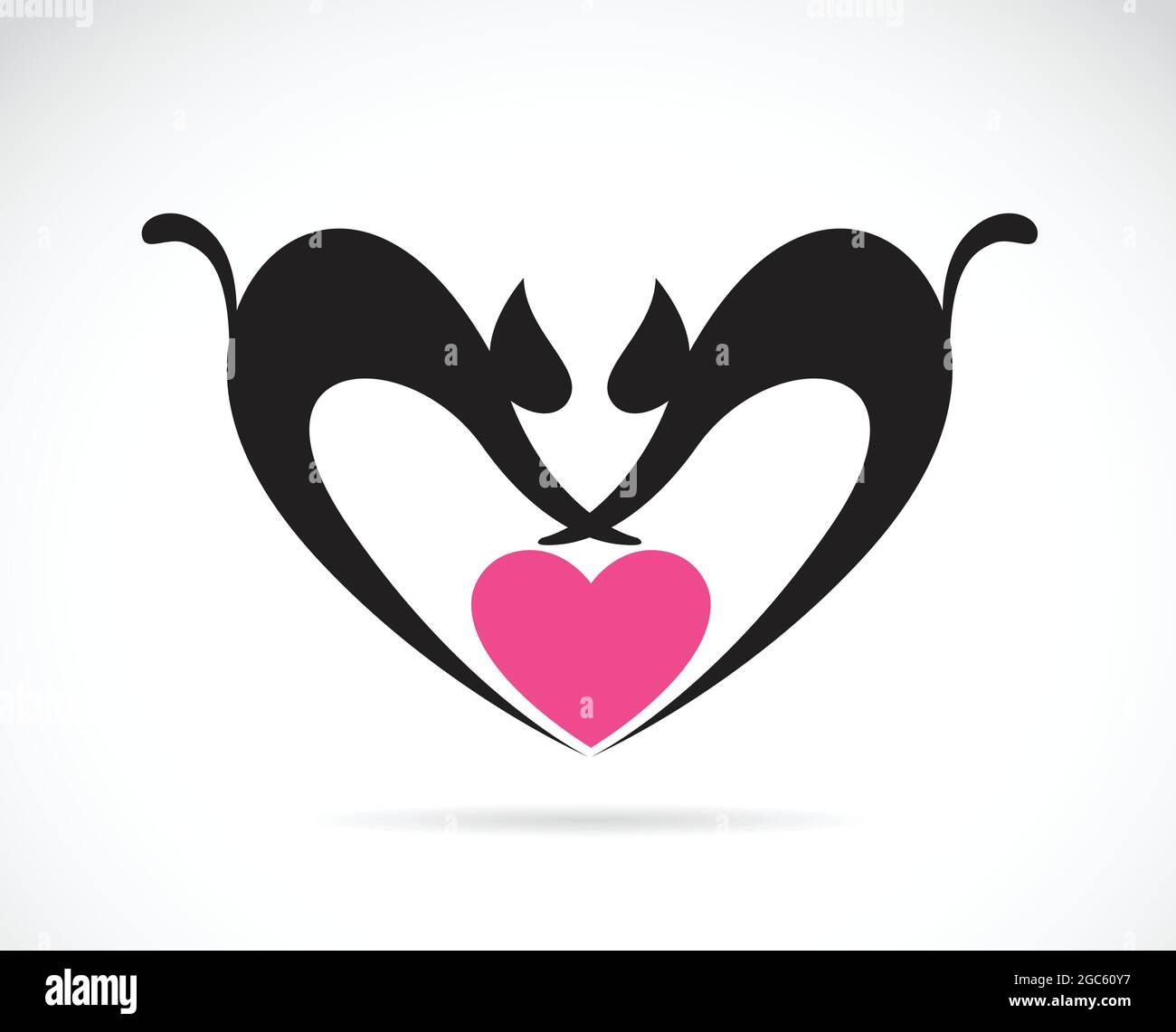 Vector image of cat on a heart shape. Easy editable layered vector illustration. Wild Animals. Stock Vector