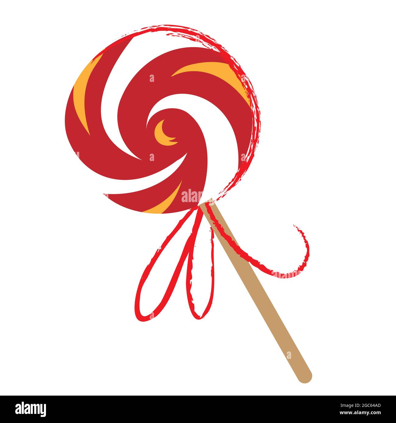 Candy lollipop in red spotted wrapper. Halloween Vector illustration in cartoon style Stock Vector