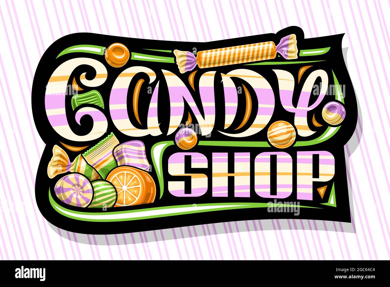 Vector logo for Candy Shop, dark decorative sign board with ...