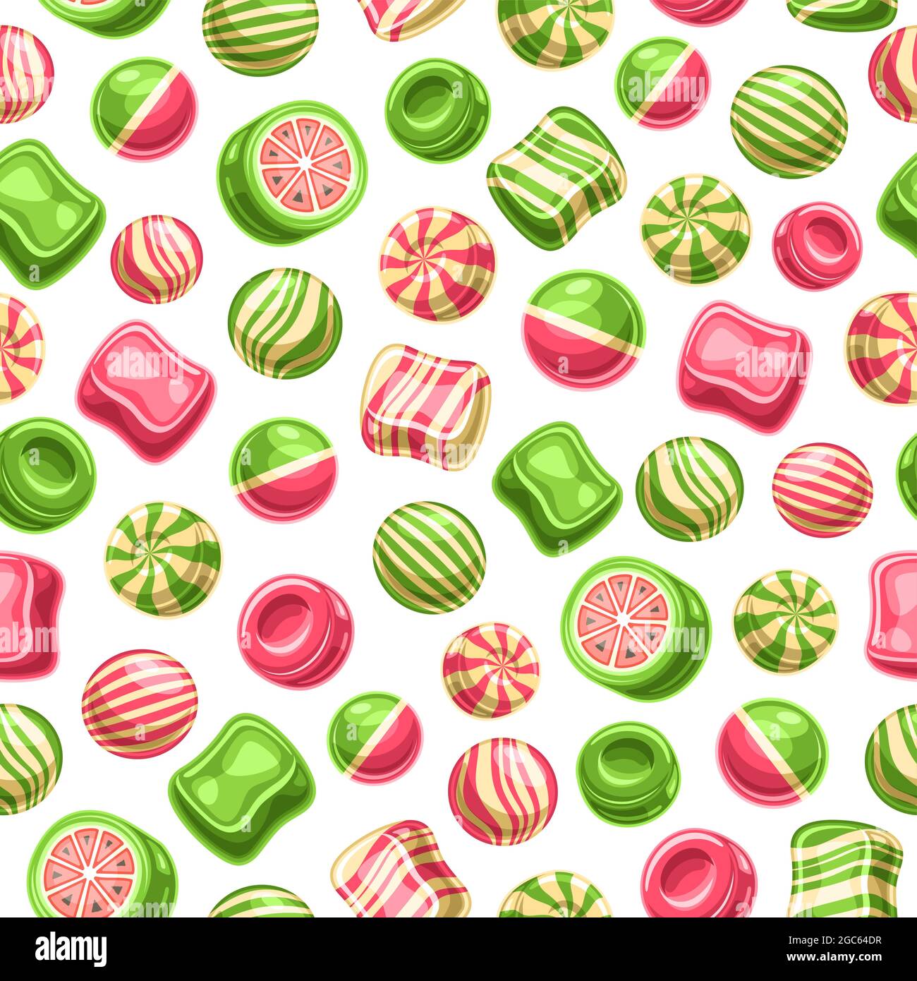 Vector Candy Seamless Pattern, square repeating fruit candies